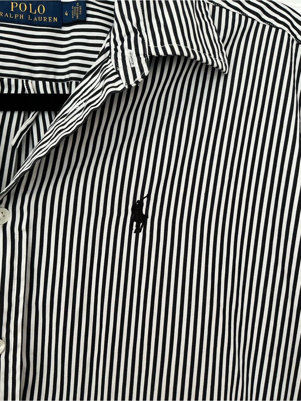 Polo Ralph Lauren shirt dress, black and white, size 4 - Picture 4 of 8